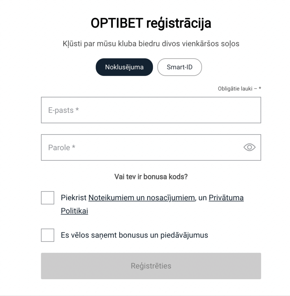Optibet registracija