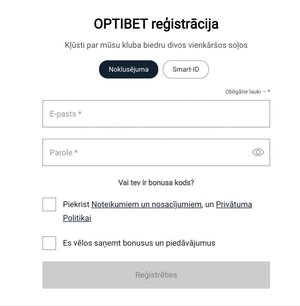 Optibet reģistrācija