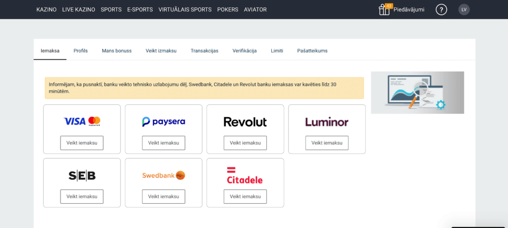 Naudas iemaksa Optibet kazino Naudas iemaksa Optibet kazino