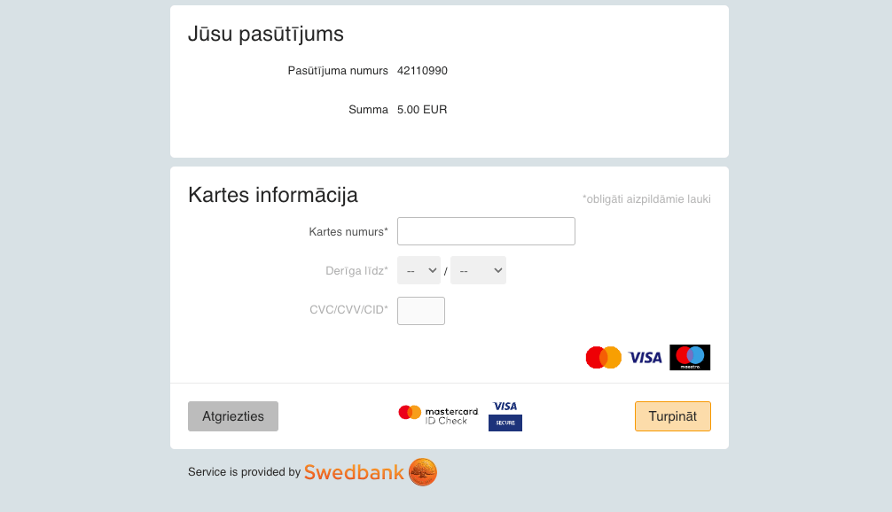 VISA - Trešās puses maksājumu vārteja Trešās puses maksājumu vārteja
