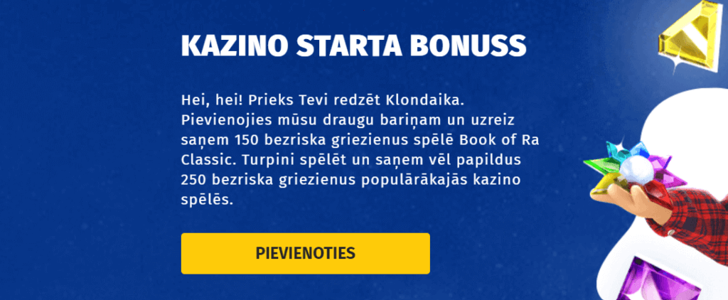 Klondaika online kazino starta bonuss