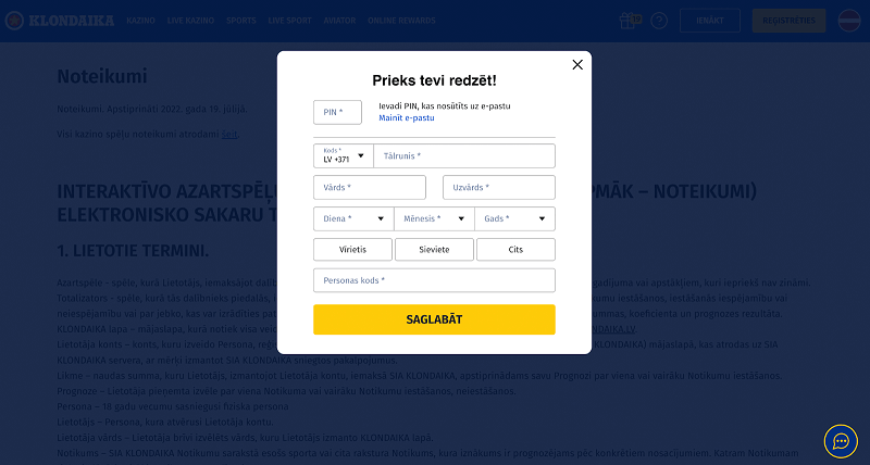 Noklusējuma reģistrācija