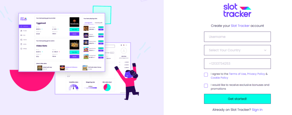 Slot Tracker lietotnes konta reģistrācija