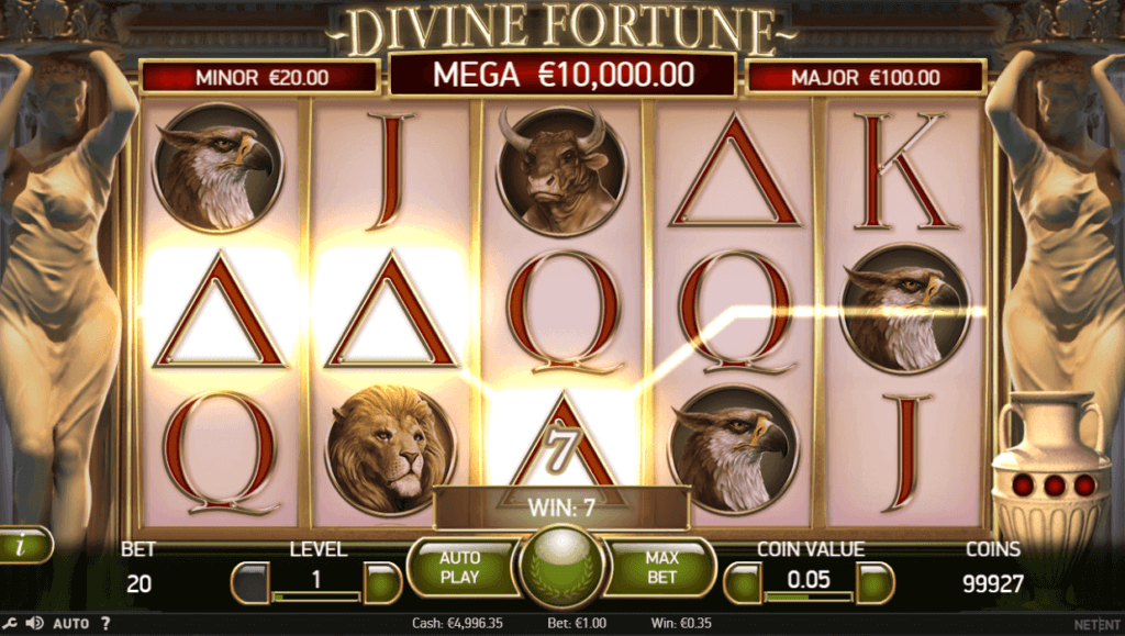 Divine Fortune spēļu automāta laimests