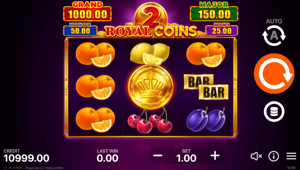 Royal Coins 2: Hold and Win spēļu automāts no Playson