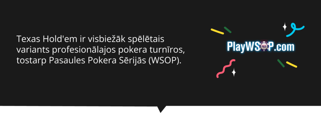 Texas Hold'em ir visizplatītākais pokera variants pasaules pokera turnīros