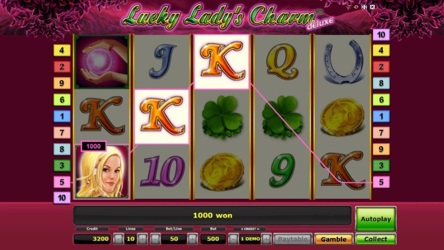 Laimests spēļu automātā Lucky Lady's Charm Deluxe 