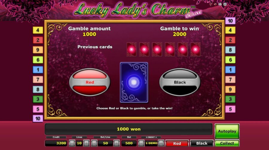Spēļu automāta Lucky Lady's Charm Deluxe gamble funkcija