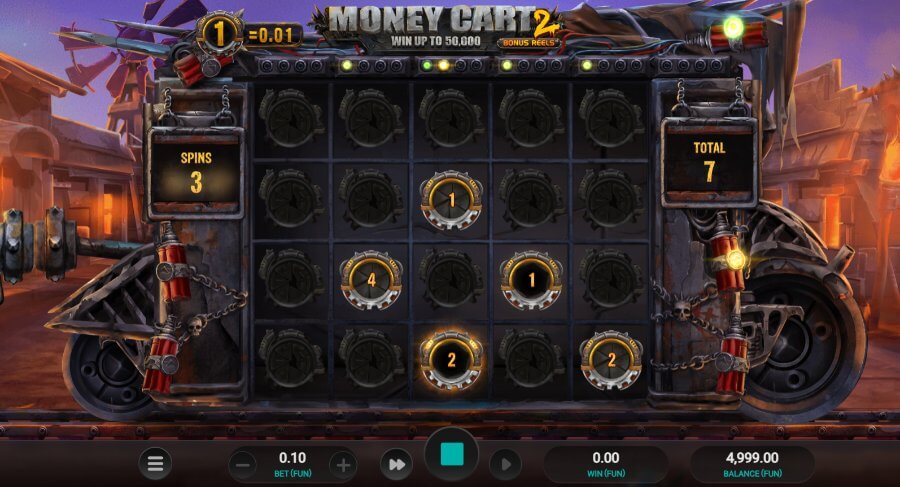 Atkārtotie griezieni spēļu automātā Money Cart 2
