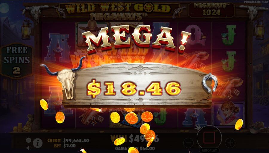 Laimests Wild West Gold Megaways spēļu automāta bezmaksas griezienos