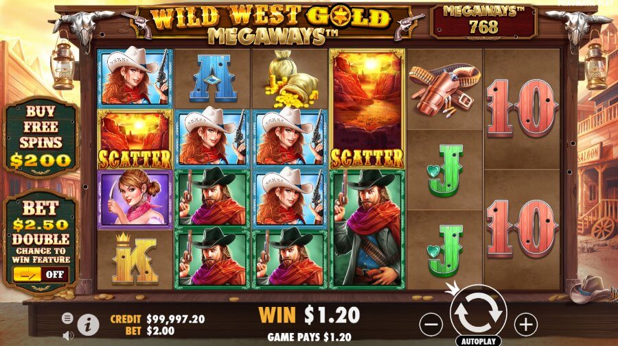 Wild West Gold Megaways spēļu automāta Scatter simbols