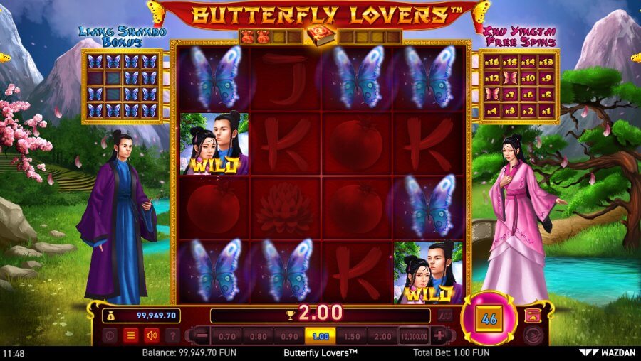 Laimests Wazdan spēļu automātā Butterfly Lovers