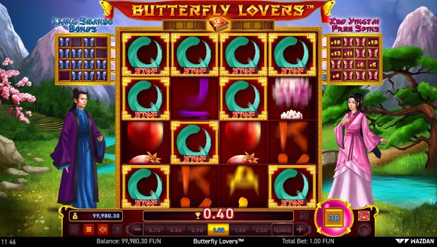 Wazdan spēļu automāta Butterfly Lovers simbolu apstāšanās funkcija