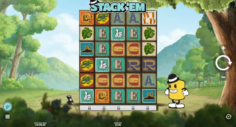 Stack 'Em tiešsaistes spēļu automāts no Hacksaw Gaming