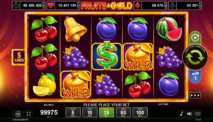 Fruits & Gold spēļu automāts no Amusnet Interactive