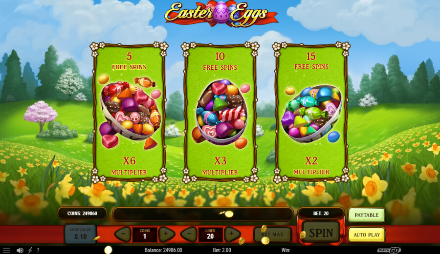Bezmaksas griezieni spēļu automātā Easter Eggs