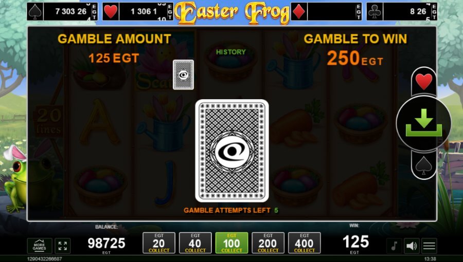 Easter Frog spēļu automāta Gamble funkcija