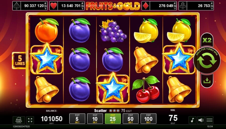 Fruits & Gold spēļu automāta Scatter simboli 