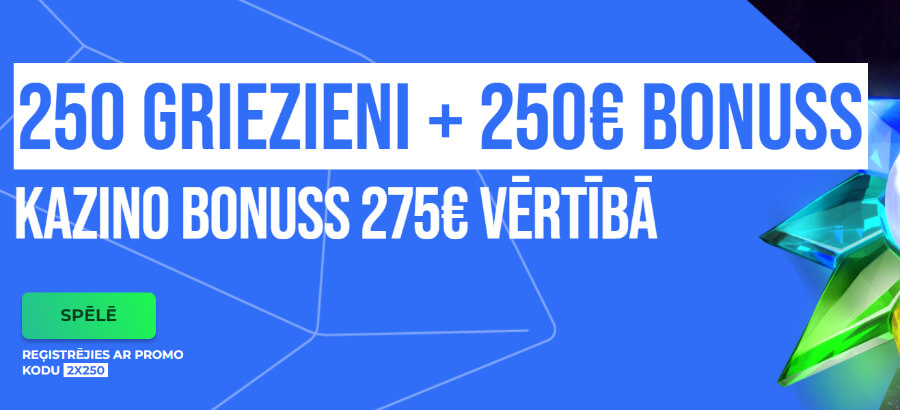 OlyBet iepazīšanās piedāvājums 250 griezieni + 250€